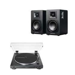 Audio-Technica Bundle: Audio-Technica AT-LP60XBT Wireless Turntable and Audio-Technica AT-SP3X Powered Bookshelf Speakers (Pair)