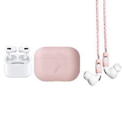 BUNDLE: APPLE Airpods Pro with Noise cancellation + Native Union - Curve Case For Airpods Pro - Rose + Tapper - Strap For Airpods / Airpods Pro - Leather - Rose
